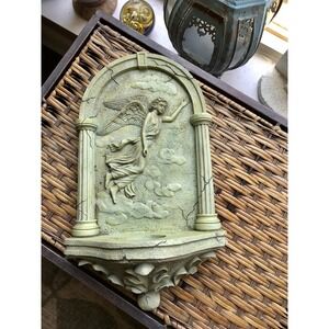Vintage Art Nouveau Wall Hanging Garden Plaque Angel Leaves Columns